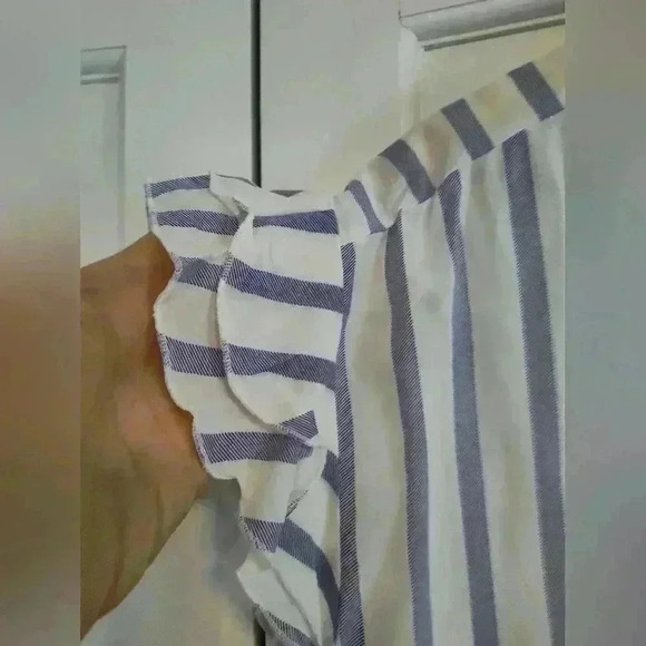 NWT Grand & Greene Top | Blue and White Striped | Short Sleeve | Small - Picture 4 of 9